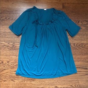 J. Crew teal top with adjustable neckline. EUC